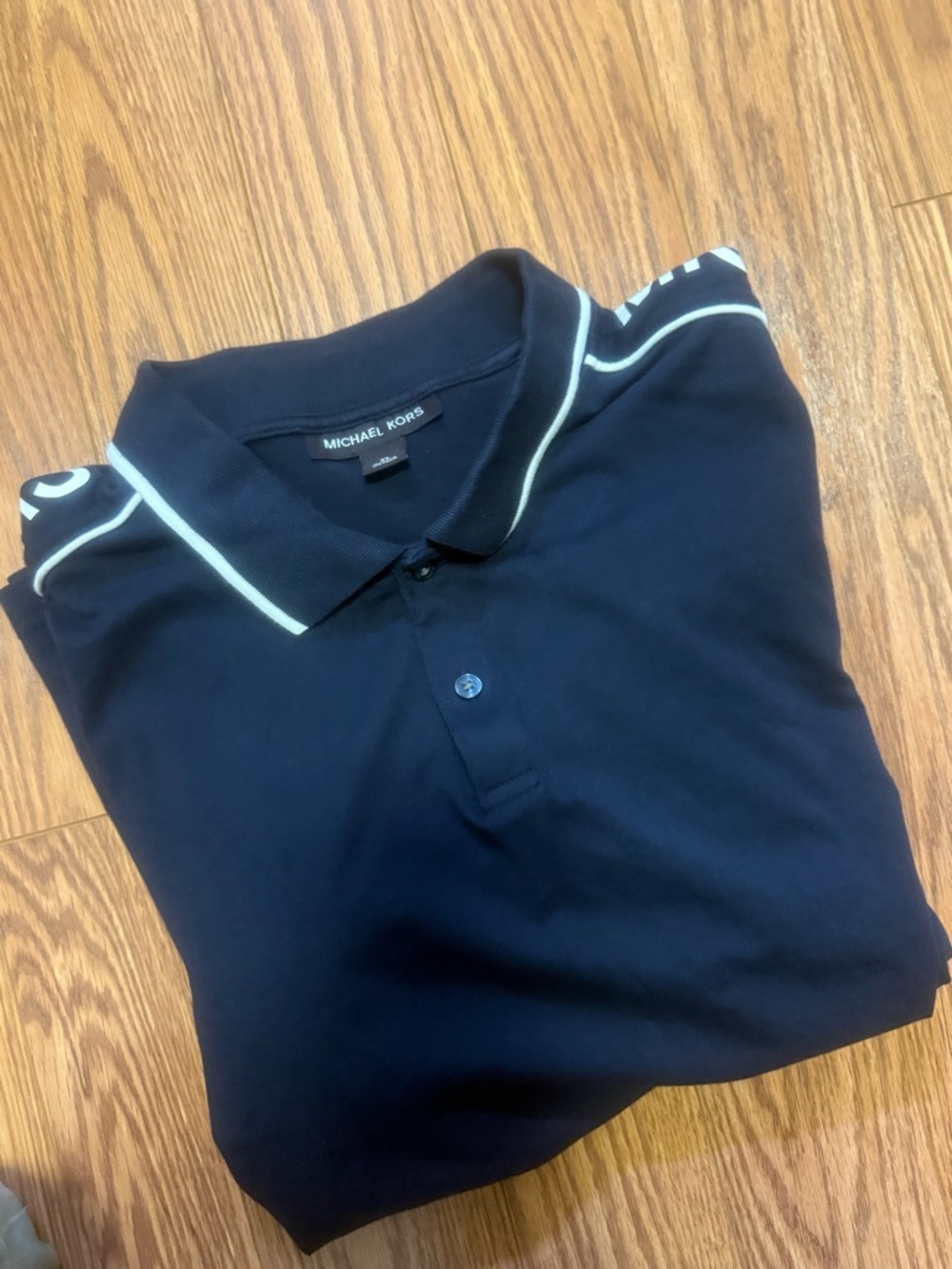 Michael Kors Men's Navy Polo with White Piping